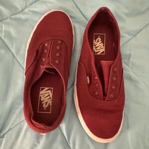 Vans Burgundy Slip on Shoes. Spikes Instead of Laces